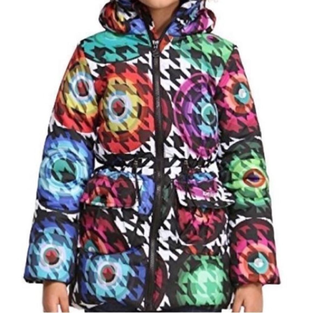Desigual Multicolor Puffer Jacket, 13/14. Easily Fits Xs Woman. S